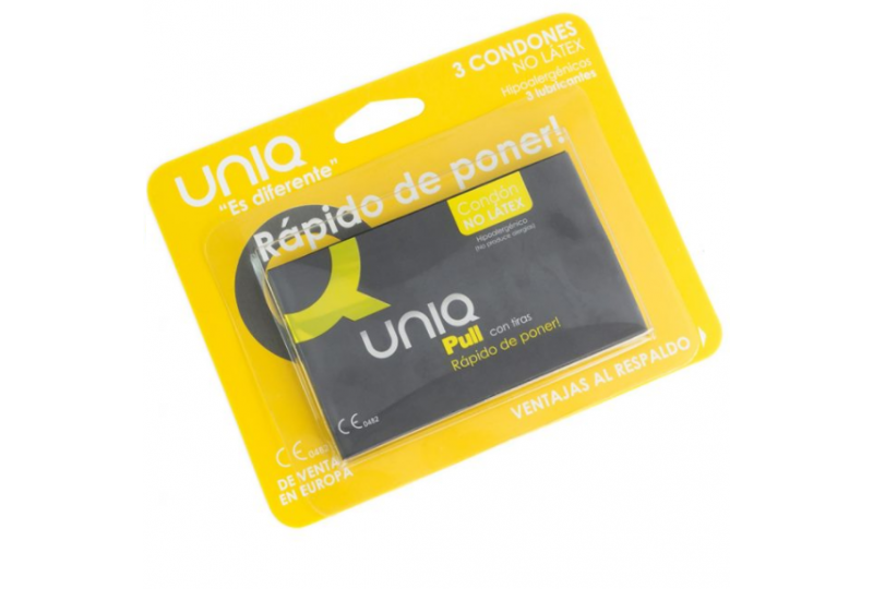 uniq pull con tiras preservativo sin latex 3uds