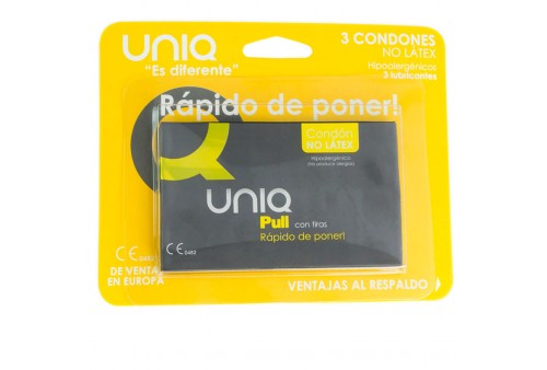 uniq pull con tiras preservativo sin latex 3uds
