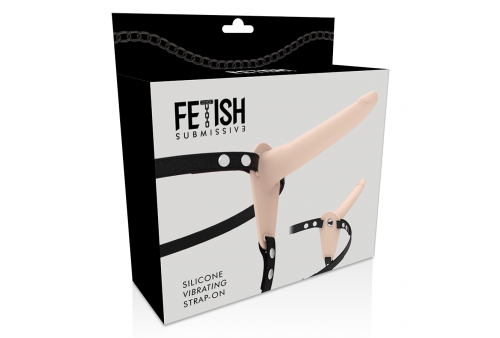 fetish submissive arnés vibrador silicona flesh 15cm