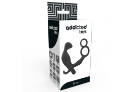 addicted toys plug anal con anilla doble pene y testiculos negro