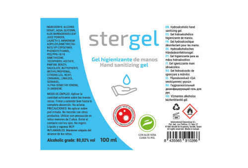 stergel hidroalcoholico desinfectante covid 19 100ml