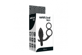 addicted toys plug anal con anilla doble negro