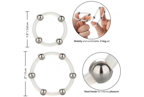 calex kit de 2 uds anillo de silicona con cuentas de acero