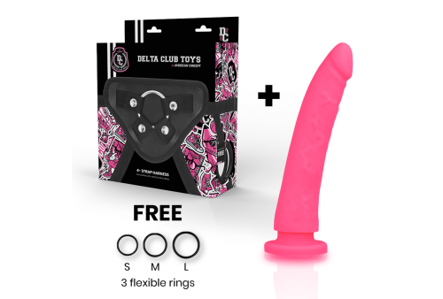 delta club toys arnes dildo rosa silicona medica 17 x 3cm
