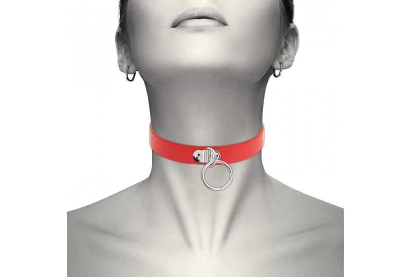 coquette collar cuero vegano rojo accesorio woman fetish
