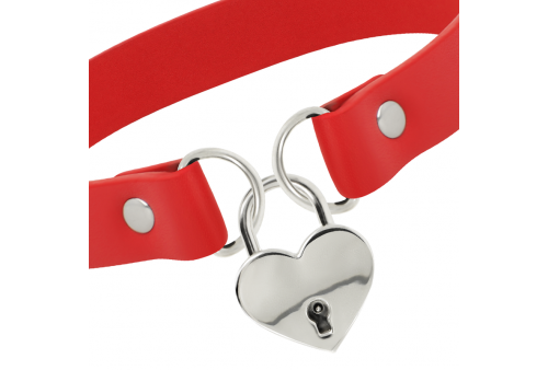coquette collar cuero vegano rojo accesorio corazón con llave