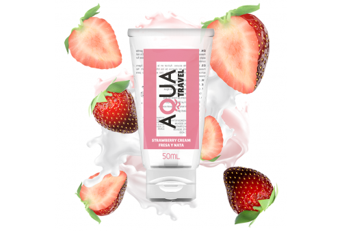 aqua travel lubricante base agua sabor fresa y nata 50 ml