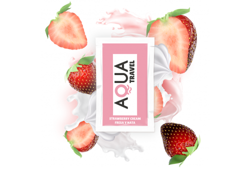 aqua travel lubricante base agua sabor fresa y nata 6 ml
