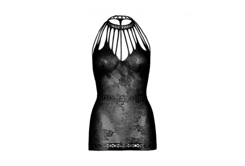 leg avenue mini vestido de encaje con aberturas talla unica negro