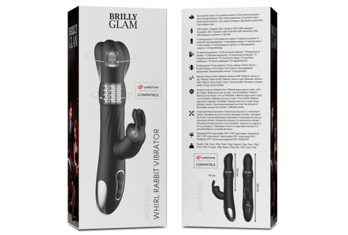 brilly glam moebius rabbit vibrator rotator compatible con watchme wireless technology