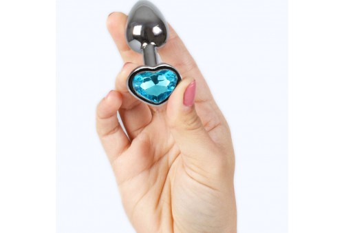 secret play metal butt plug corazón azul talla s 7 cm