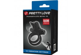 pretty love doble anilo vibrador con estimulador negro