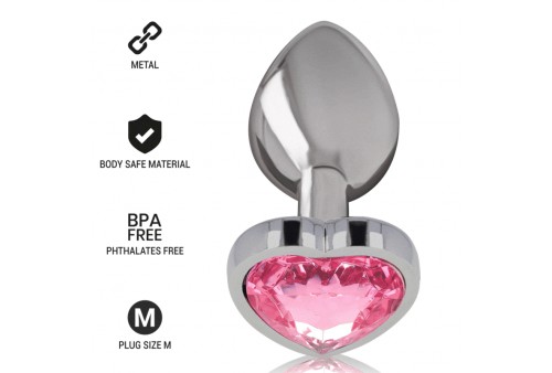intense plug anal metal aluminio corazón rosa talla m