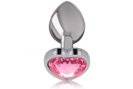 intense plug anal metal aluminio corazón rosa talla l