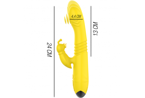 intense toky vibrador multifunción recargable up down con estimulador de clitoris amarillo