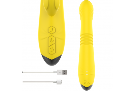 intense toky vibrador multifunción recargable up down con estimulador de clitoris amarillo