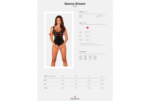 obsessive donna dream crotchless teddy xs s