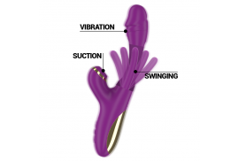 intense ateneo vibrador multifunción recargable 7 vibraciones con lengua oscilante y succionador morado
