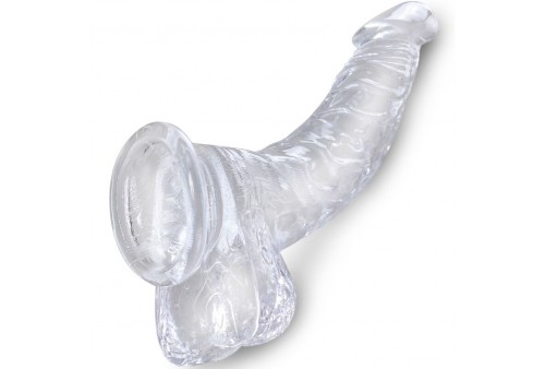 king cock clear pene realistico curvado con testiculos 165 cm transparente