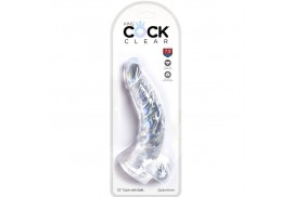 king cock clear pene realistico curvado con testiculos 165 cm transparente