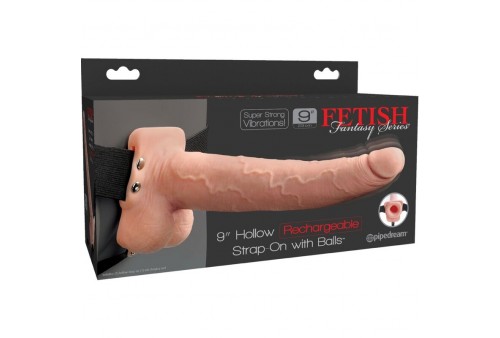 fetish fantasy series arnes ajustable pene realistico con testiculos recargable y vibrador 23 cm