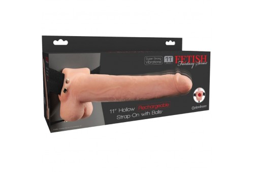fetish fantasy series arnes ajustable pene realistico con testiculos recargable y vibrador 28 cm