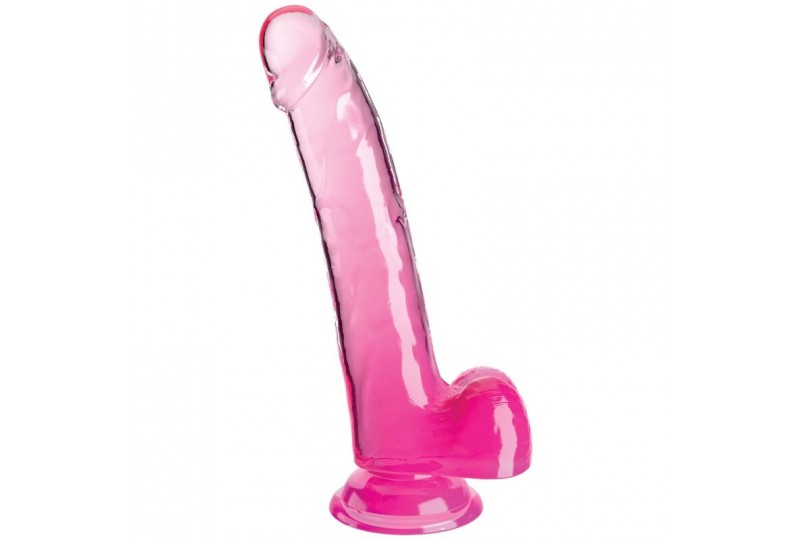 king cock clear dildo con testiculos 203 cm rosa