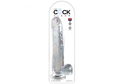 king cock clear dildo con testiculos 248 cm transparente