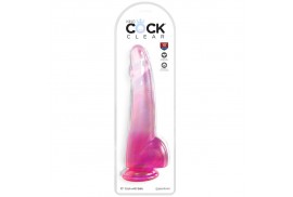 king cock clear dildo con testiculos 19 cm rosa