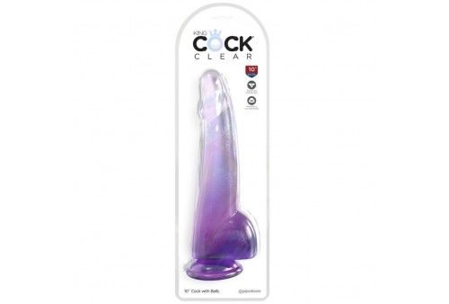 king cock clear dildo con testiculos 19 cm morado