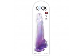 king cock clear dildo con testiculos 19 cm morado