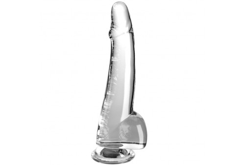 king cock clear dildo con testiculos 19 cm transparente