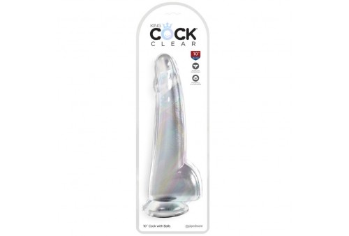 king cock clear dildo con testiculos 19 cm transparente