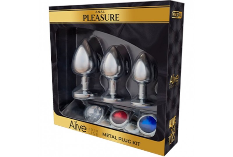 alive anal pleasure kit 3 plug metal