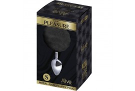alive anal pleasure plug liso metal pompon negro talla s