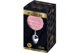 alive anal pleasure plug liso metal pompon rosa talla m