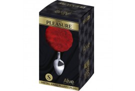alive anal pleasure plug liso metal pompon rojo talla s