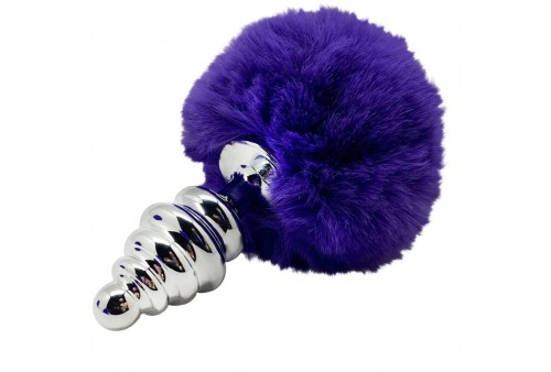 alive anal pleasure plug espiral metal pompon violeta oscuro talla s