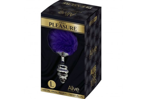 alive anal pleasure plug espiral metal pompon violeta oscuro talla l