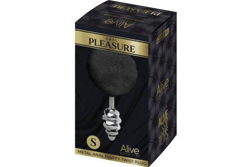 alive anal pleasure plug espiral metal pompon negro talla s