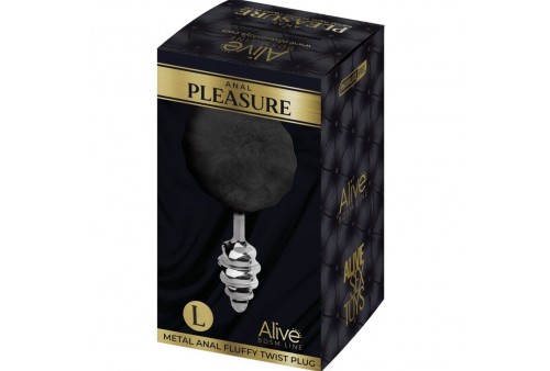 alive anal pleasure plug espiral metal pompon negro talla l