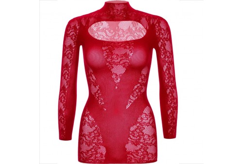 leg avenue mini vestido de encaje con manga larga rojo