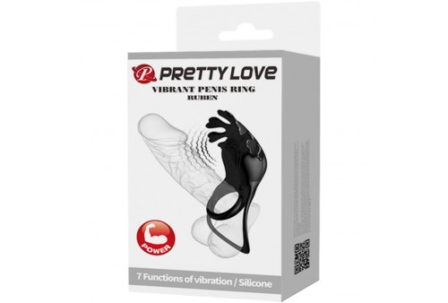 pretty love ruben anillo vibrador 7 vibraciones silicona negro