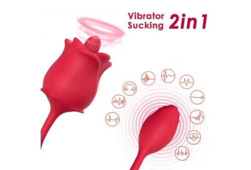 armony rosa 2 en 1 estimulador succión vibrador 10 modos con cola rojo
