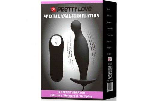 pretty love plug anal silicona 12 modos vibracion negro