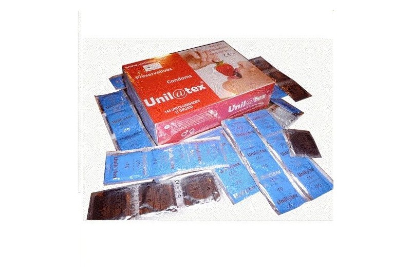 unilatex preservativos rojos fresa 144 uds